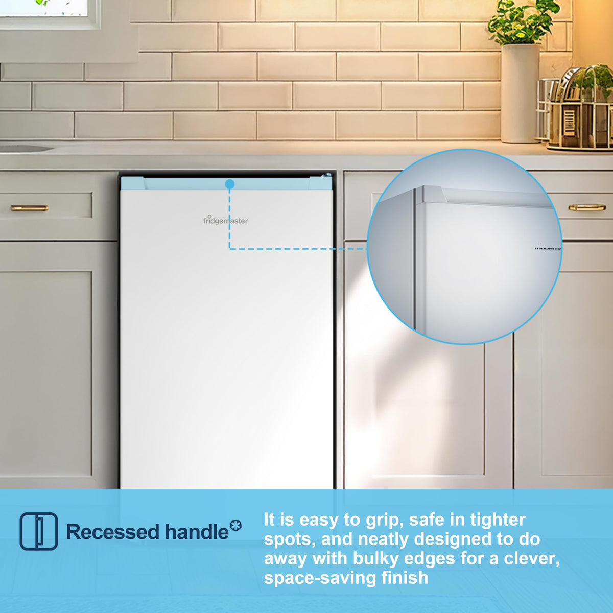Fridgemaster 45L Table Top Mini Fridge MUR4545, 45cm Compact Refrigerator with Adjustable Thermostat, Reversible Door, 39dB Low Noise, White, Energy Class E