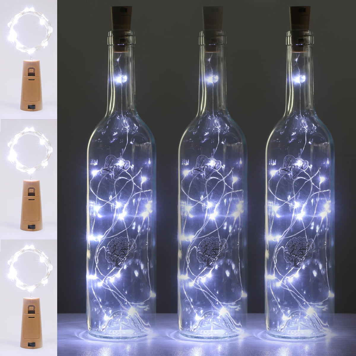 Kolpop 6 Pack Bottle Lights Battery Operated, Warm White Bottles Top Light