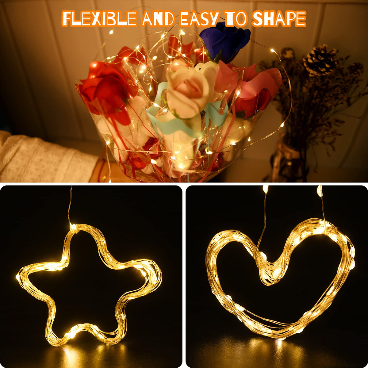 cshare Halloween Decoration Lights,Orange Fairy Lights, 3m 9.8ft 30 LED Halloween Decor String Lights Micro Silver Wire Battery Operated for Autumn Door Window Party Fall Decor.