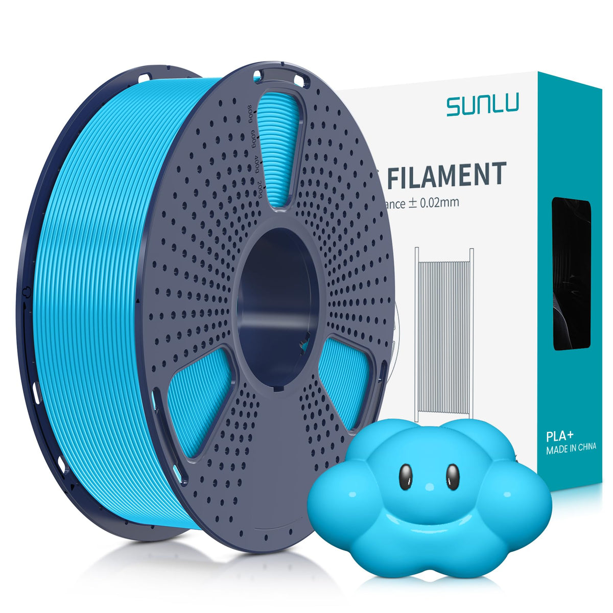 SUNLU PLA+ 3D Printer Filament, Tougher PLA Plus Filament 1.75mm, 1KG Black