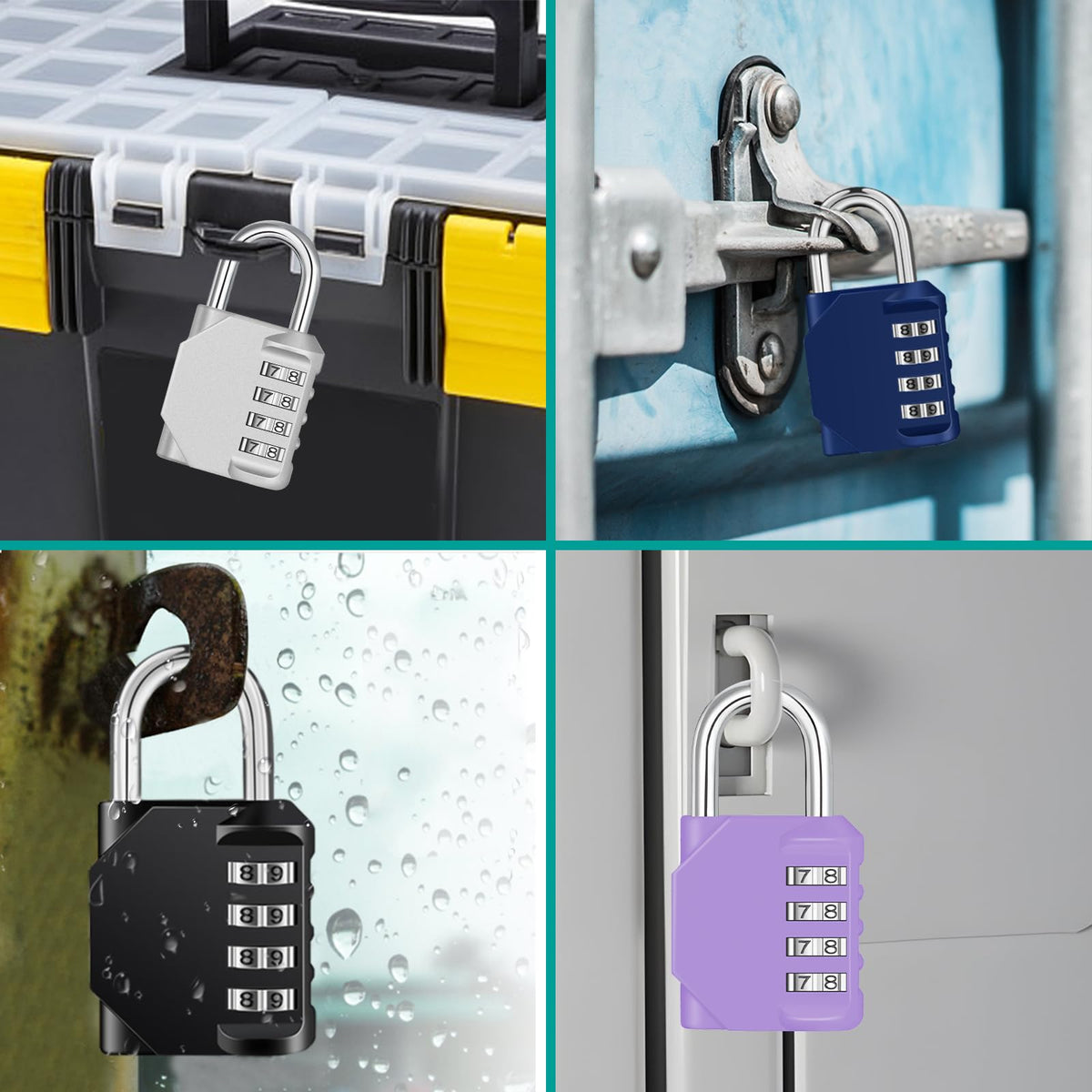 ZHEGE Combination Padlock, 4 Digit Coded Padlock (Sky Blue)