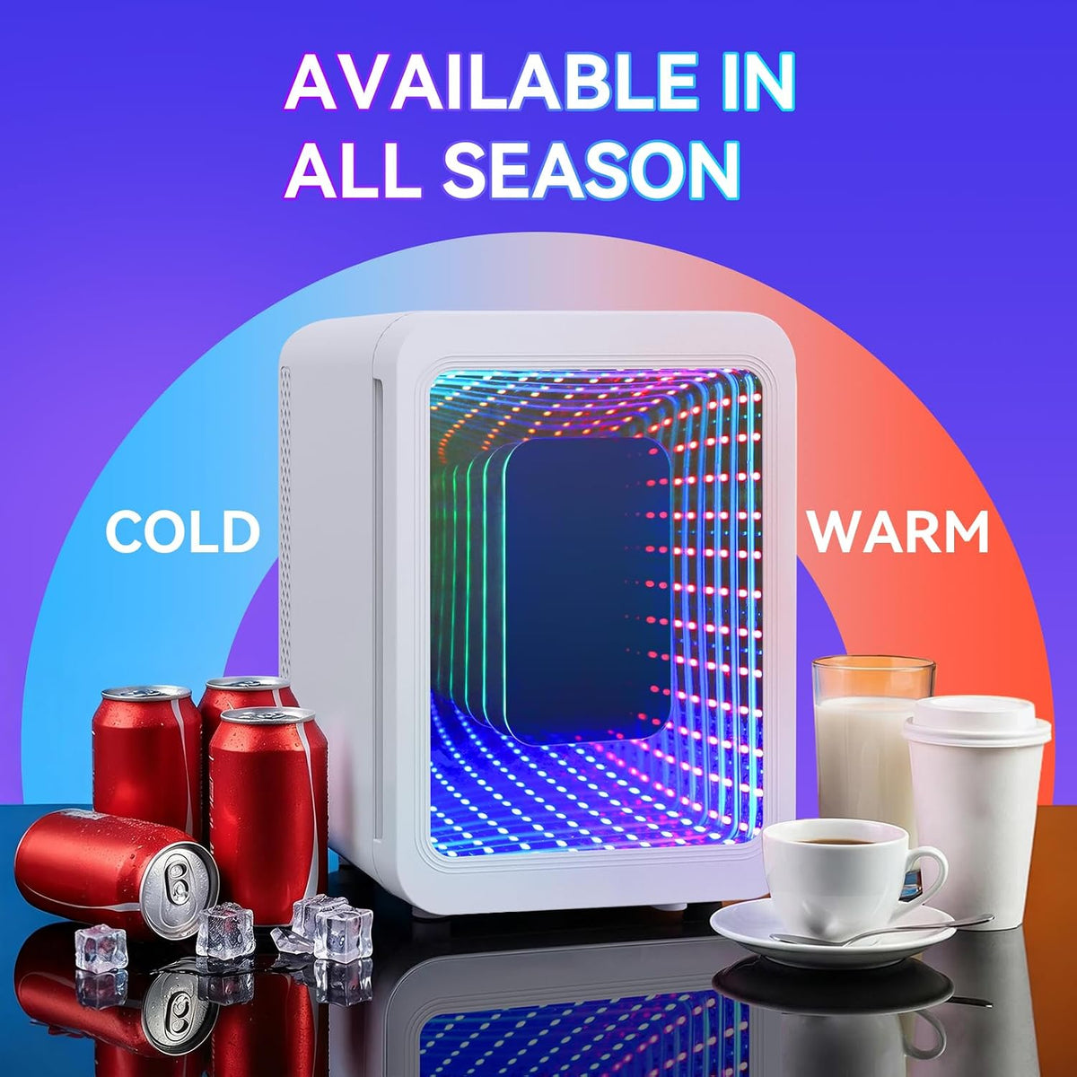 ARTETHYS Mini Fridge for Bedrooms, 4L Car Skincare Fridge with LED Mirror