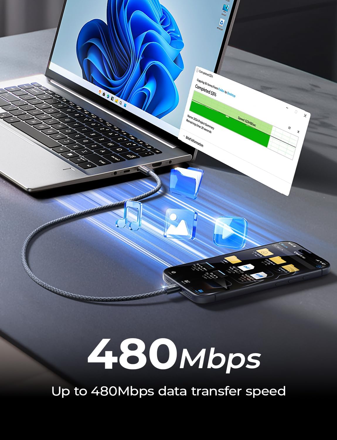 LISEN 240W USB C to USB C Cable 2-Pack, 2m USB C Charger Cable Fast Charger