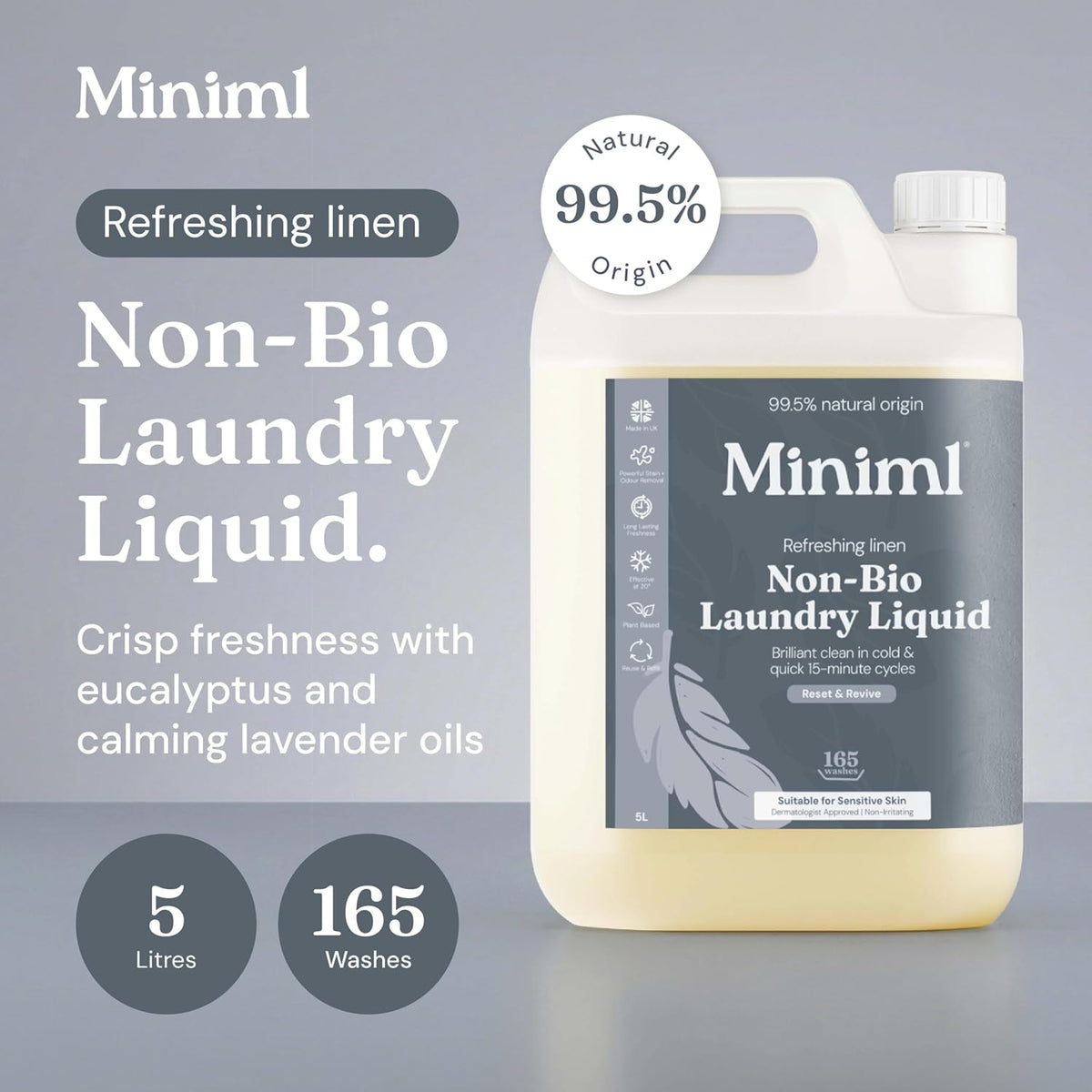 Miniml Eco Laundry Liquid Washing Detergent 5L Refill – Fresh Linen