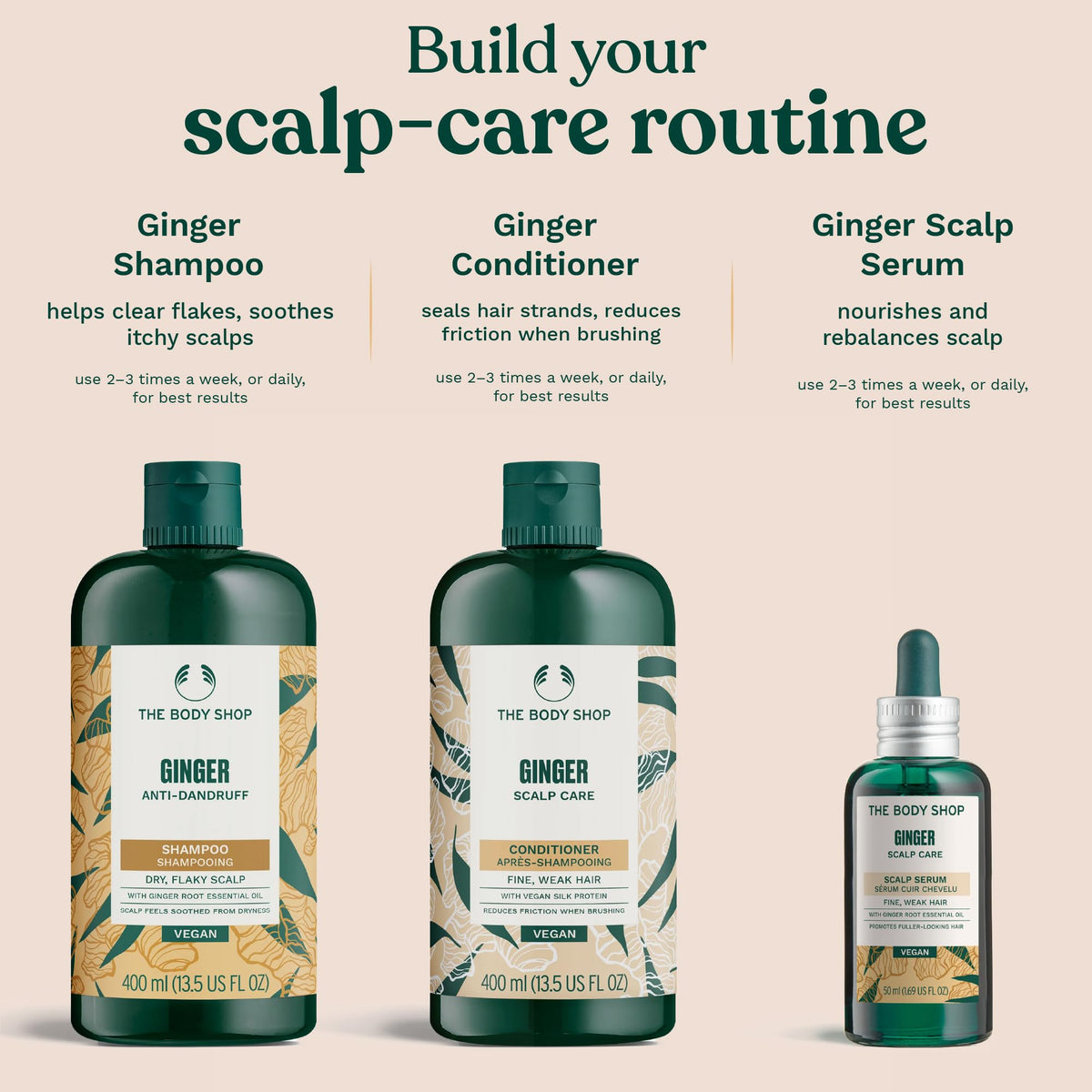 The Body Shop Ginger Scalp Care Conditioner (1x 250ml), Conditioner for Dry, Flaky Scalp, Helps Seal Hair Strands & Reduce Friction, Use After Shampoo, Vegan Haircare