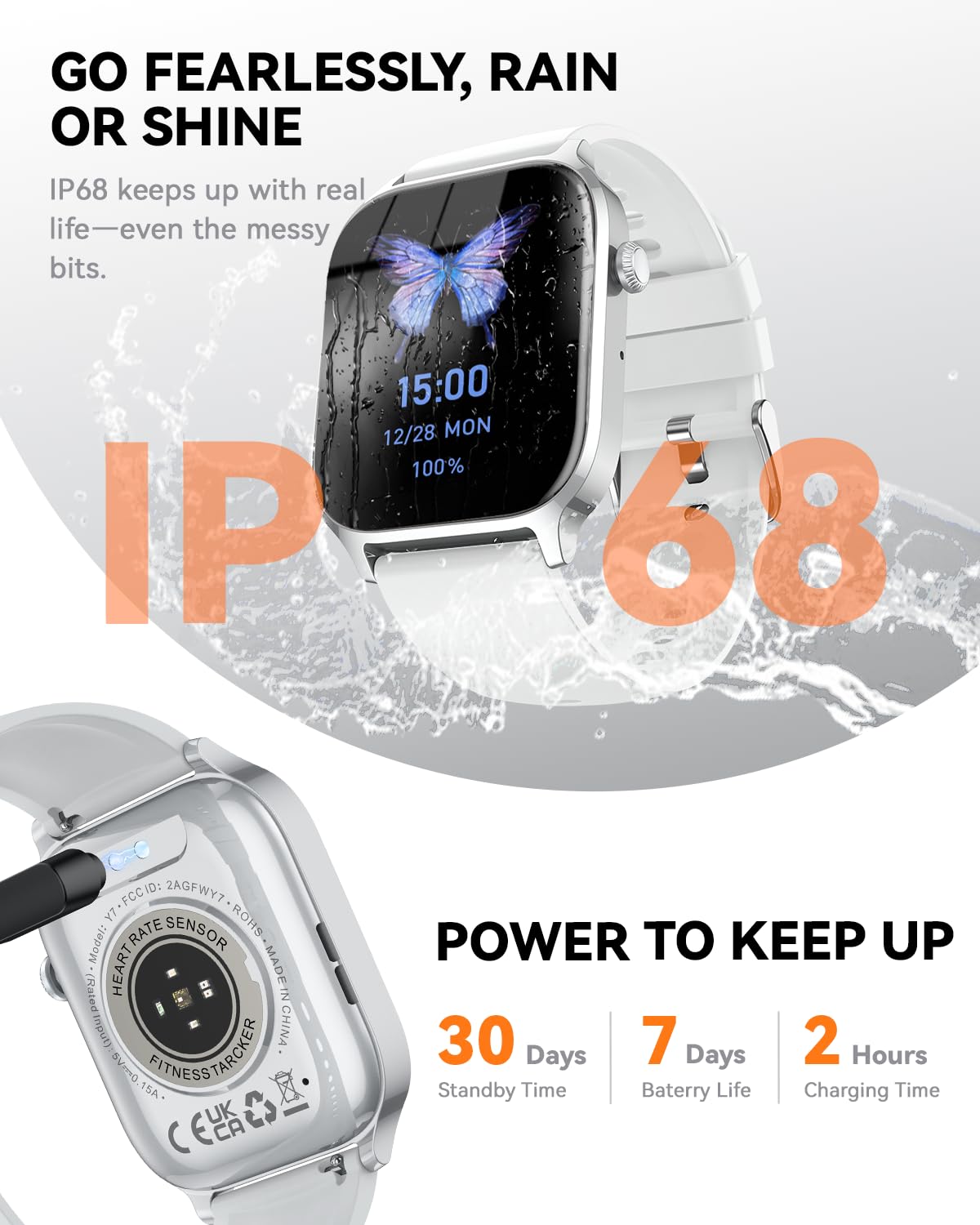 Smart Watch for Men Women- Answer/Make Call, 2024 IP68 Waterproof Fitness Tracker Watch with Sleep Step Counter Activity Smartwatch for Samsung Android iPhone iOS (Black-Blue, 1.83)