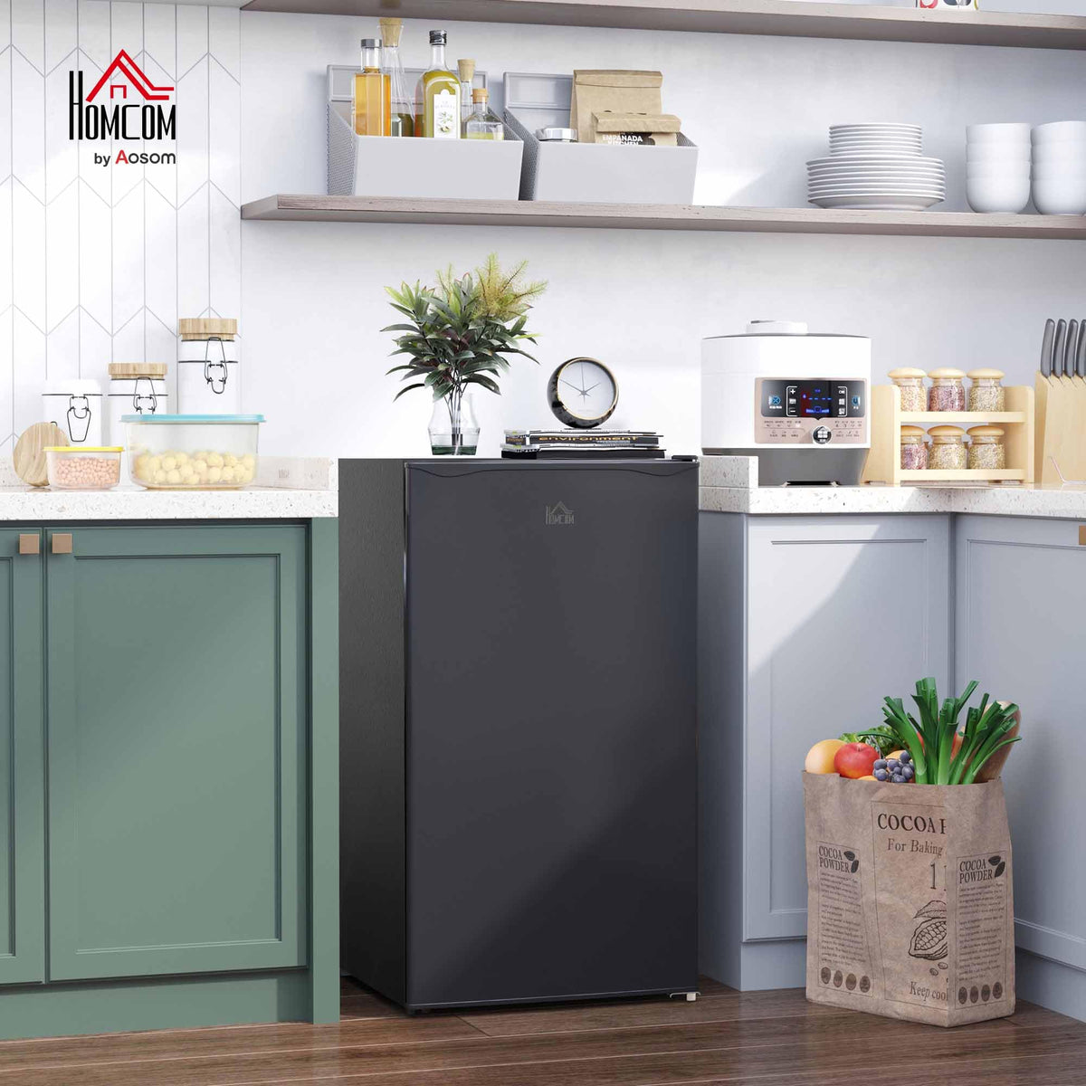 HOMCOM Under Counter Fridge 91L Small Fridge with Chiller Box Silver Tone