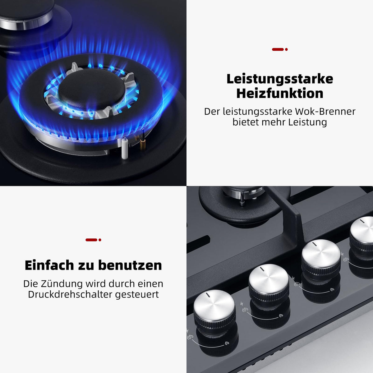 GASLAND GH60SF 60cm Built-in Gas Hob, 4 Burners Stainless Steel Gas Cooktop with Flame Failure Protection, NG/LPG Convertible, 8000W