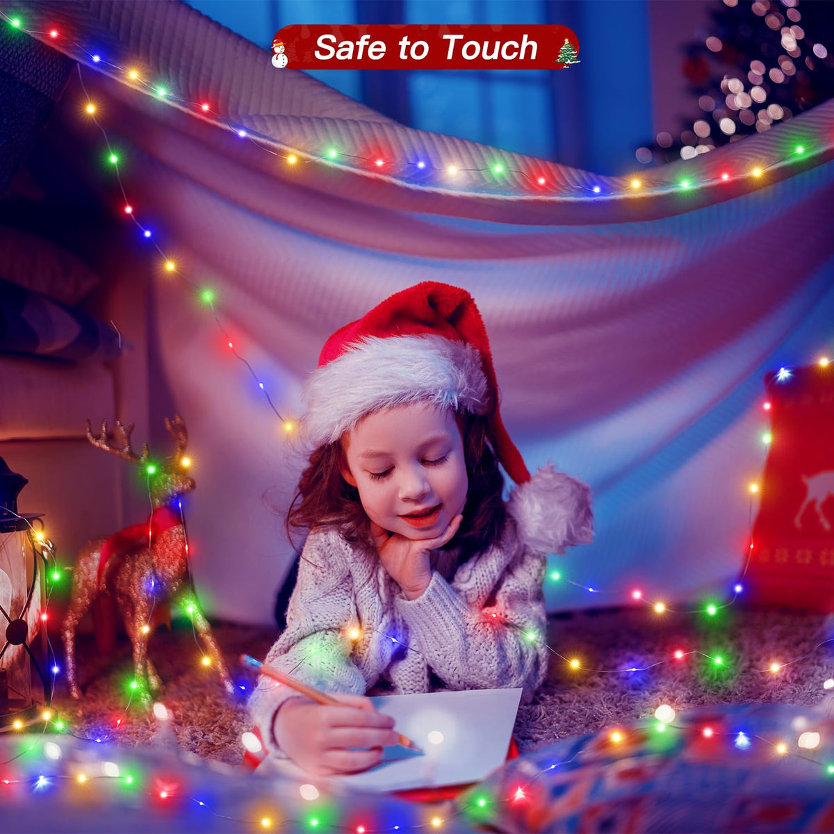 Ollny 10m 100LED Red Fairy Lights Battery Operated,Copper Wire String Light