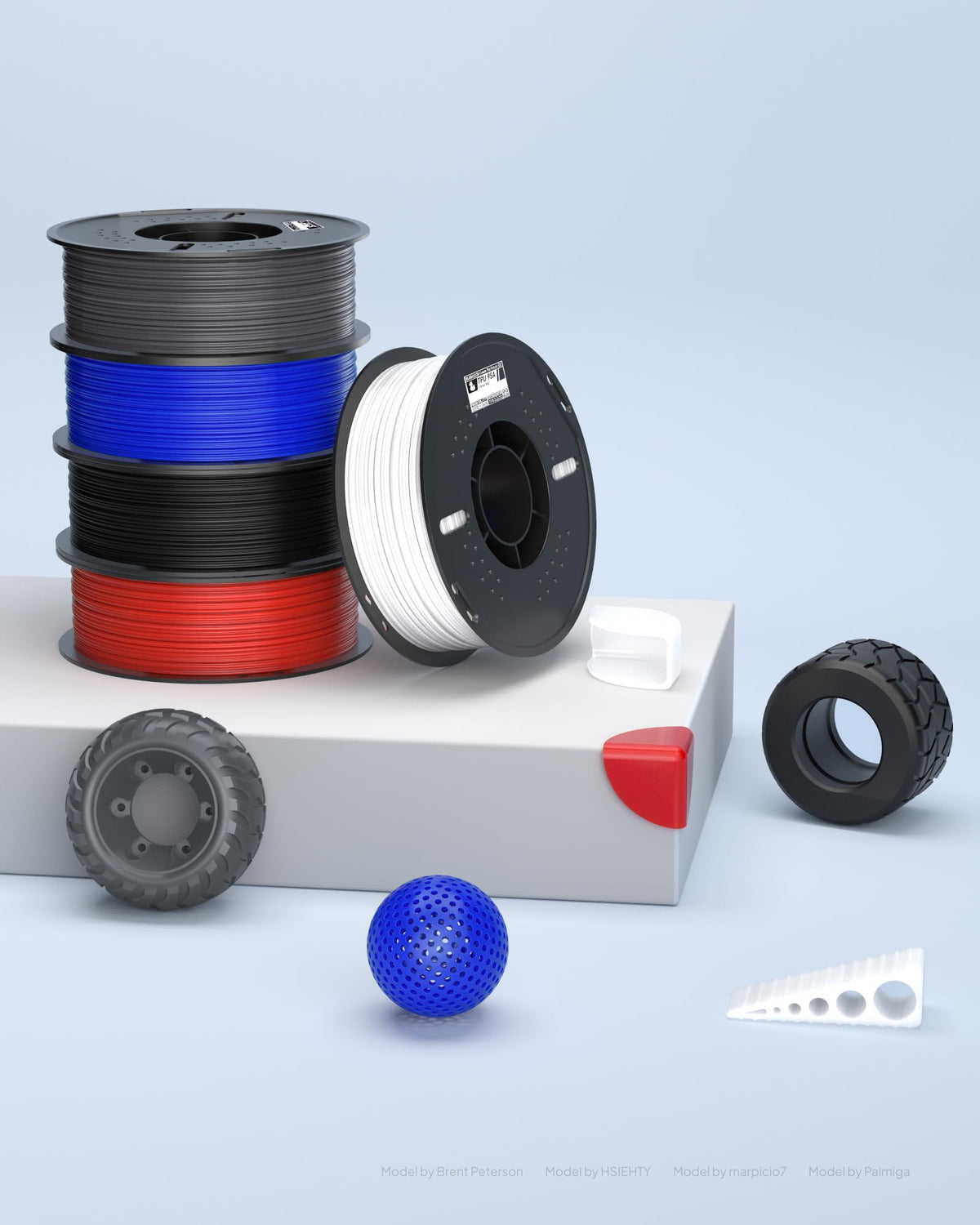 ELEGOO TPU Filament 1.75mm Grey 1KG, 95A Flexible Soft 3D Printing Filament 1KG Spool(2.2lbs) Fits for Most FDM 3D Printers