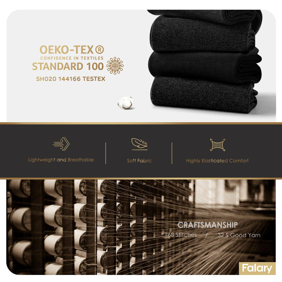 FALARY 12 Pairs Black Mens Socks, Plain Cotton Socks for Men & Women