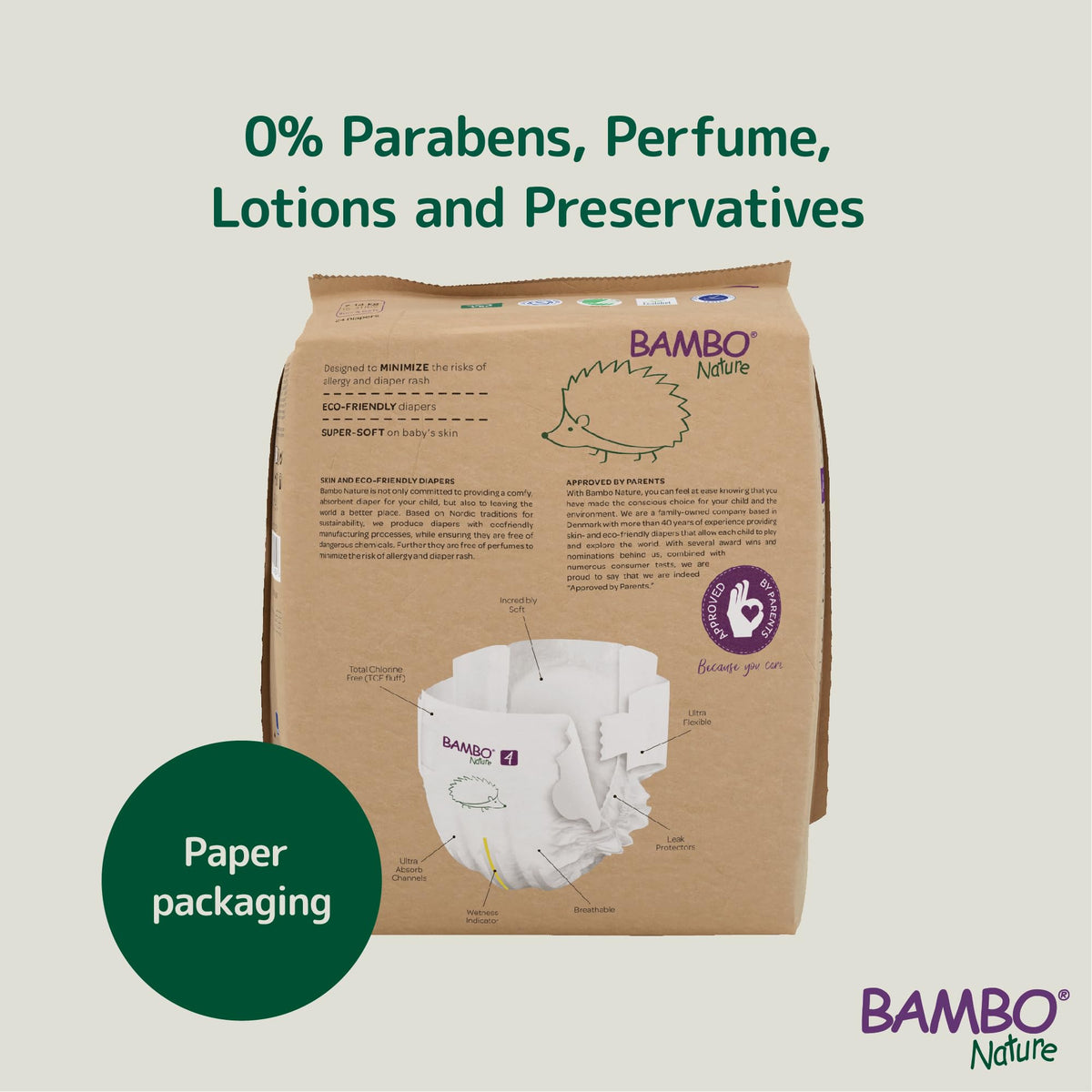 Bambo Nature Premium Eco Nappies, Premature Size 0 (2-7lb/1-3kg), XXS, Pack of 24, Eco-Labelled Nappies, Enhanced Leakage Protection, Secure and Comfortable Baby Nappy