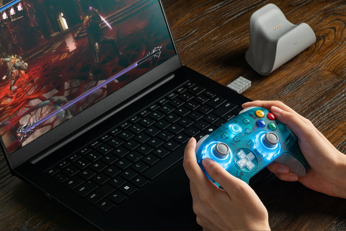 8Bitdo Ultimate 2 Wireless Controller for Windows & Android, Gaming Controller with TMR Joysticks, Switchable Hall Effect/Tactile Triggers, Motion Control, RGB Fire Ring, 8Speed Wireless Tech, Purple