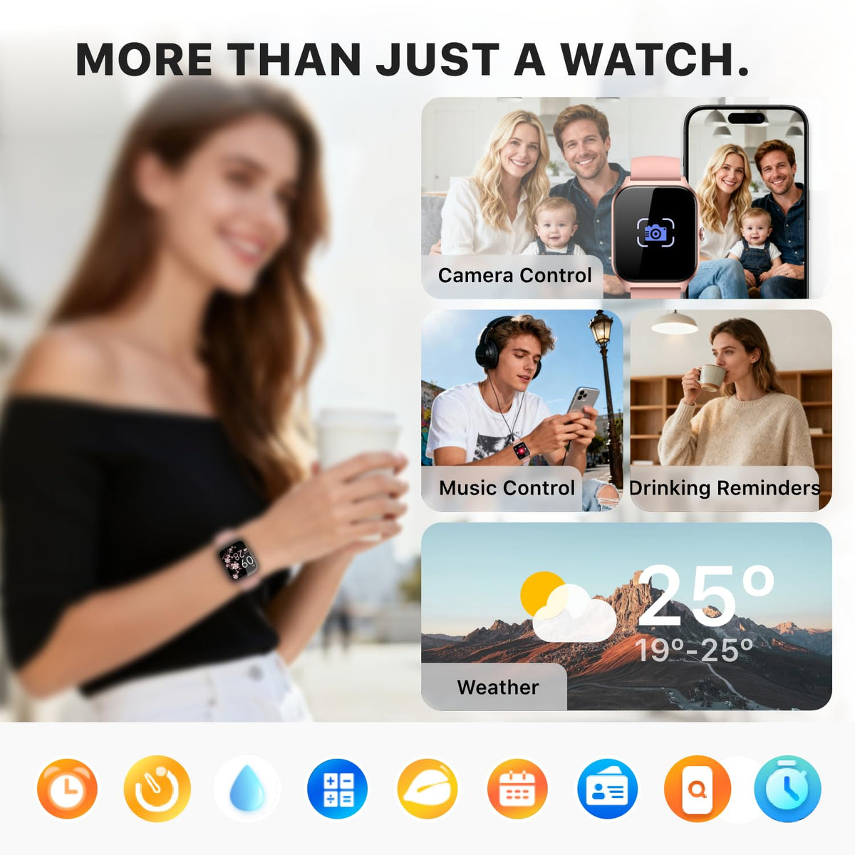 Smart Watch for Women Men - Answer/Make Call, Fitness Tracker Smartwatch for Android iPhone Compatible, Sleep Female Cycle, 120+ Sports Modes Step Counter (Blue, 2 Straps)