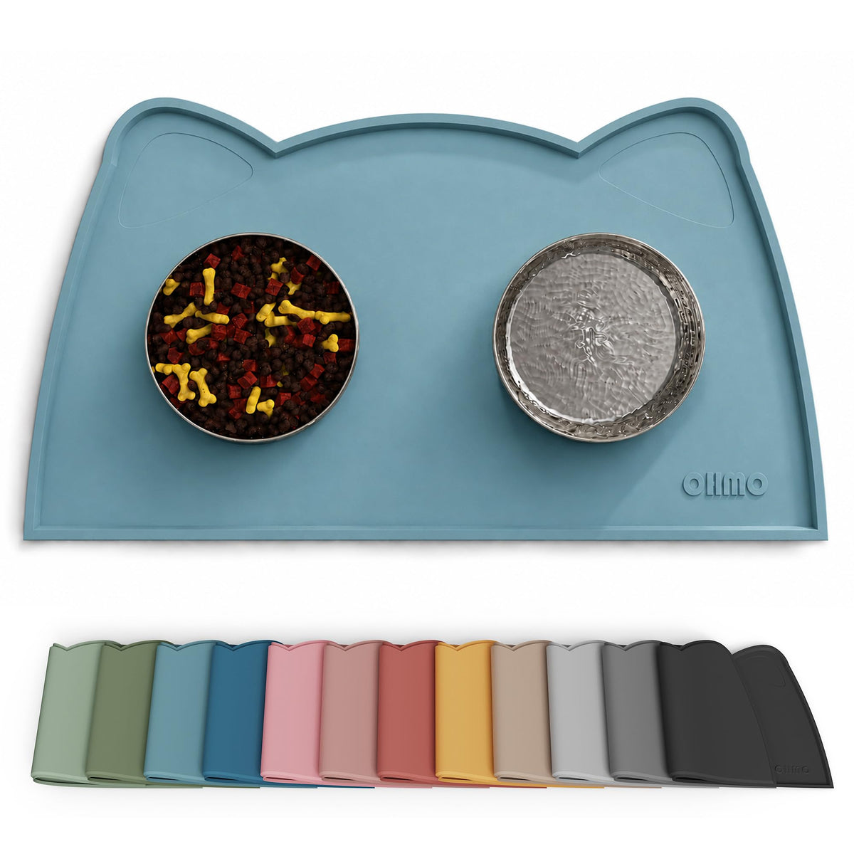 OHMO Silicone Cat Food Mat for Food&Water Bowls, 46x25cm, Camo Green