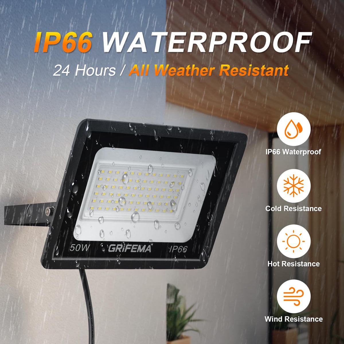 GRIFEMA 20W LED Security Light with Motion Sensor 2200LM 6500K