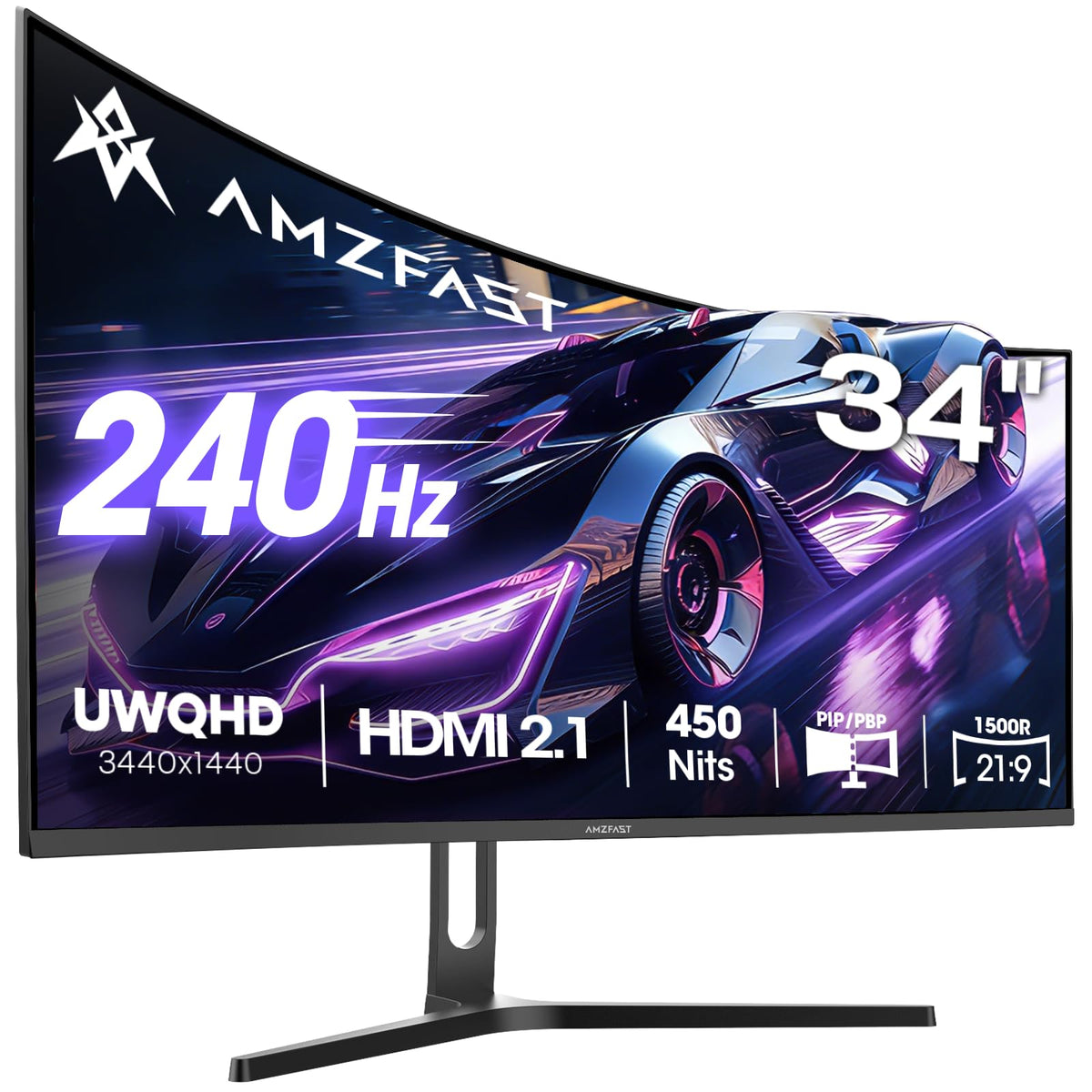 Amzfast 24 Inch 200Hz Gaming Monitor, FHD 1080P Fast IPS, 1ms MPRT, Adaptive Sync, AI-Crosshair, 110% sRGB, HDR, Low Blue Light, HDMI2.0&DP1.4, VESA75x75mm for PC Desktop Laptop PS5 Xbox, G24X1W