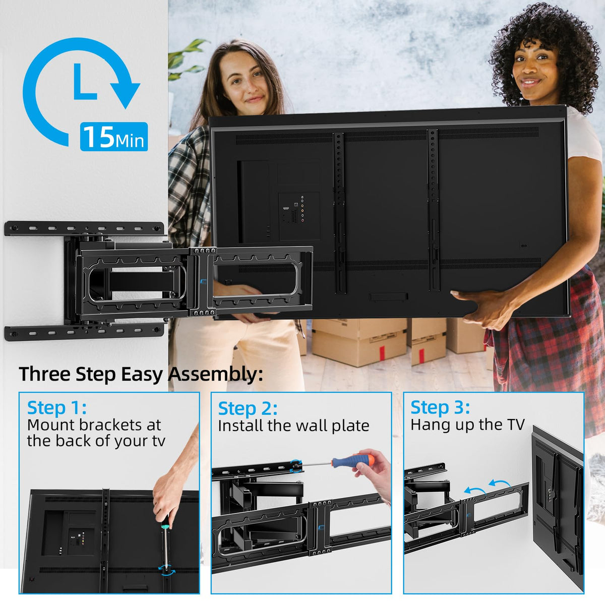 HOME VISION Heavy Duty Fixed TV Wall Bracket for 32-86 Inch Flat Screens