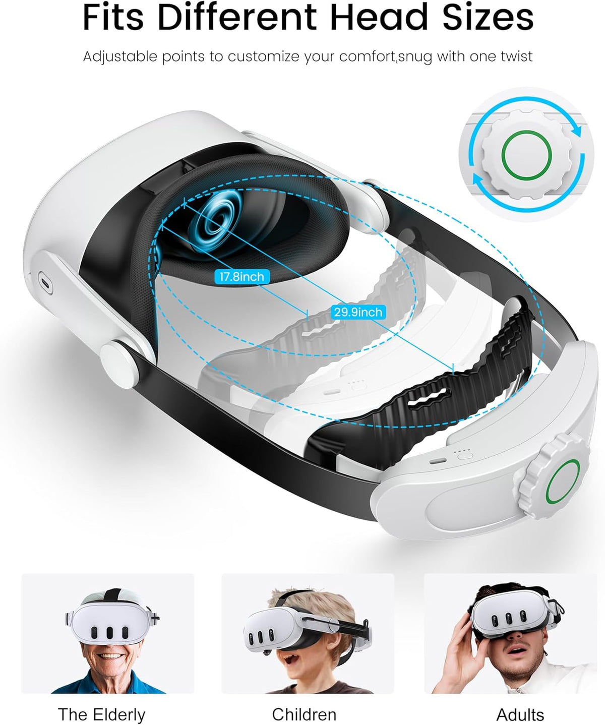 HELLCOOL Head Strap with 10000mAh Battery Pack Cables for Meta Quest 3S/3/2,Adjustable Elite Strap Replacement Intended for Quest Head Strap,VR Headset Accessories