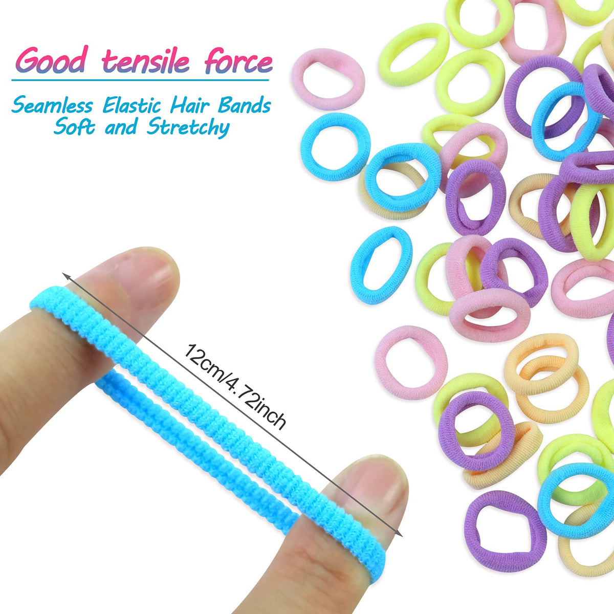 Hanyousheng 200 Pcs Baby Hair Bands, Multicolor Toddler Hair Bobbles, Baby Hair Bobbles, Toddler Hair Bands, Seamless Elastic HairBands, BabyHair Ties, for BabyGirls Kids Toddlers