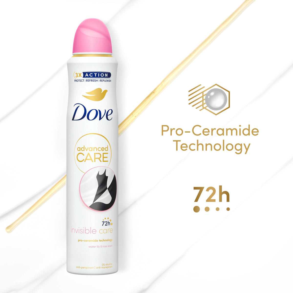 Dove Advanced Care Original Anti-perspirant Deodorant Spray with Triple Moisturising technology aerosol for 72 hours of protection 100 ml