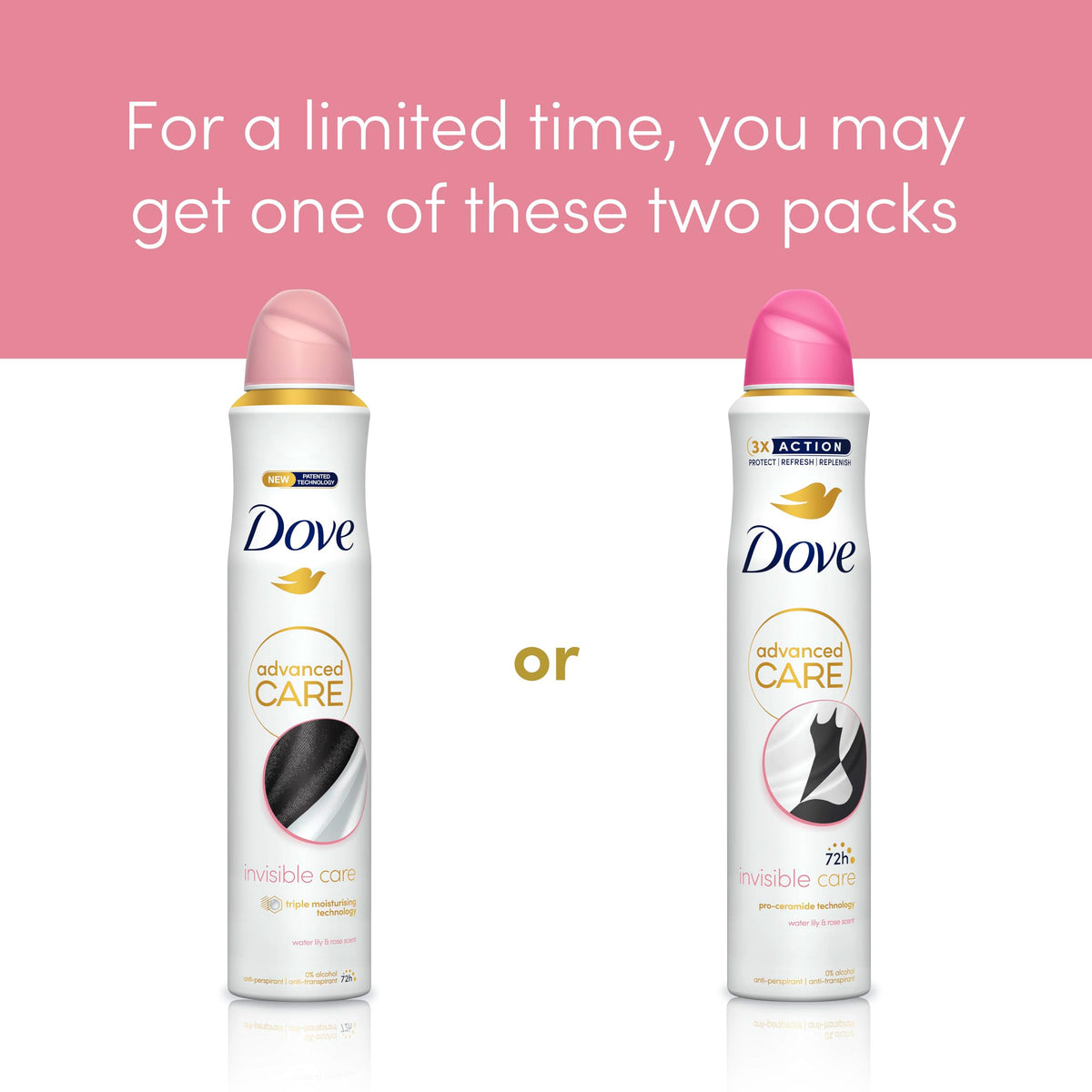Dove Advanced Care Original Anti-perspirant Deodorant Spray with Triple Moisturising technology aerosol for 72 hours of protection 100 ml