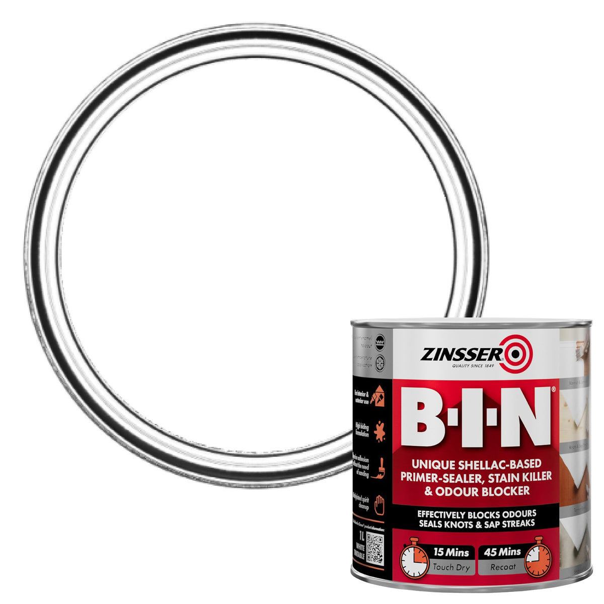 Zinsser B-I-N Interior & Spot Exterior White Primer Sealer & Stain Killer 2.5 Litre
