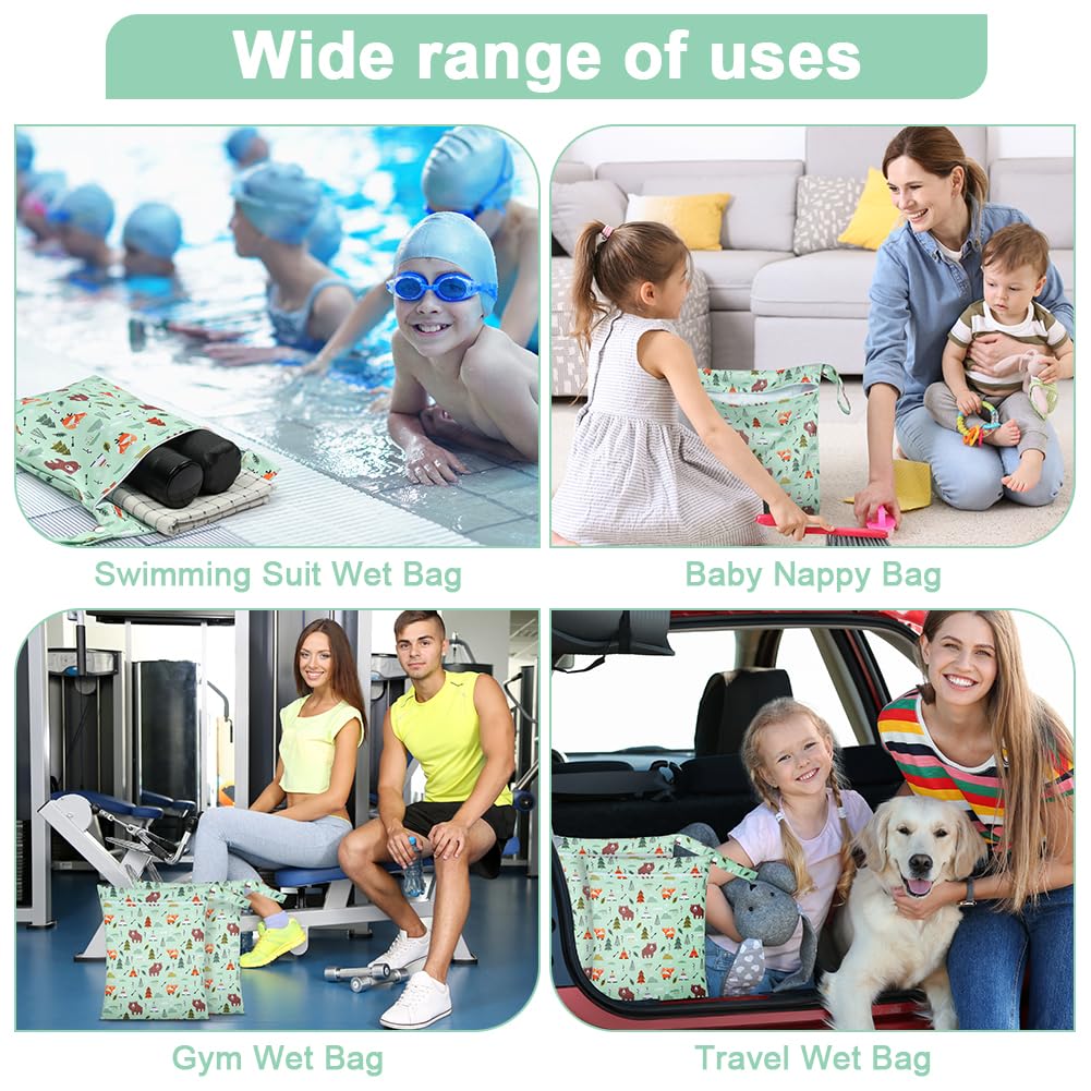 2PCS Wet Bags for Baby Items, Wet Swimsuits, Beach, Camping(Black)