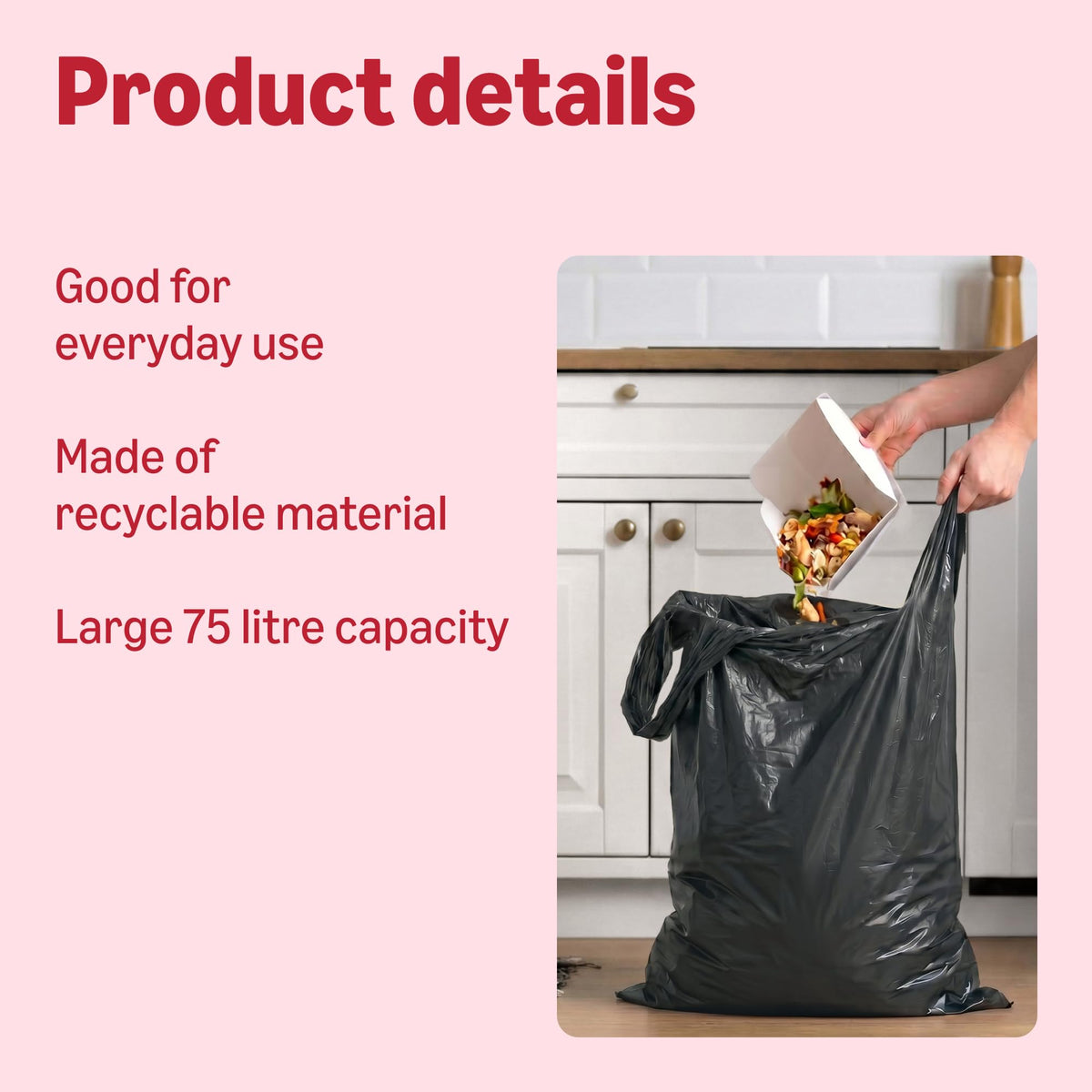 by Amazon Bin Liners with Carry Handles, 25 Litre, Transparent, 30 Count