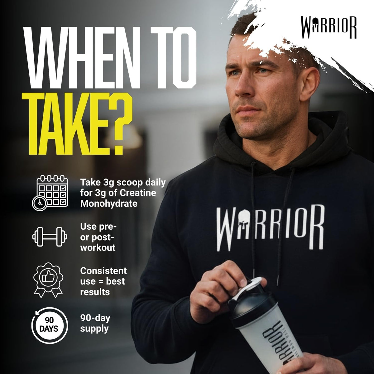 Warrior Creatine Monohydrate Powder 500g Pure Micronised (166 Servings)