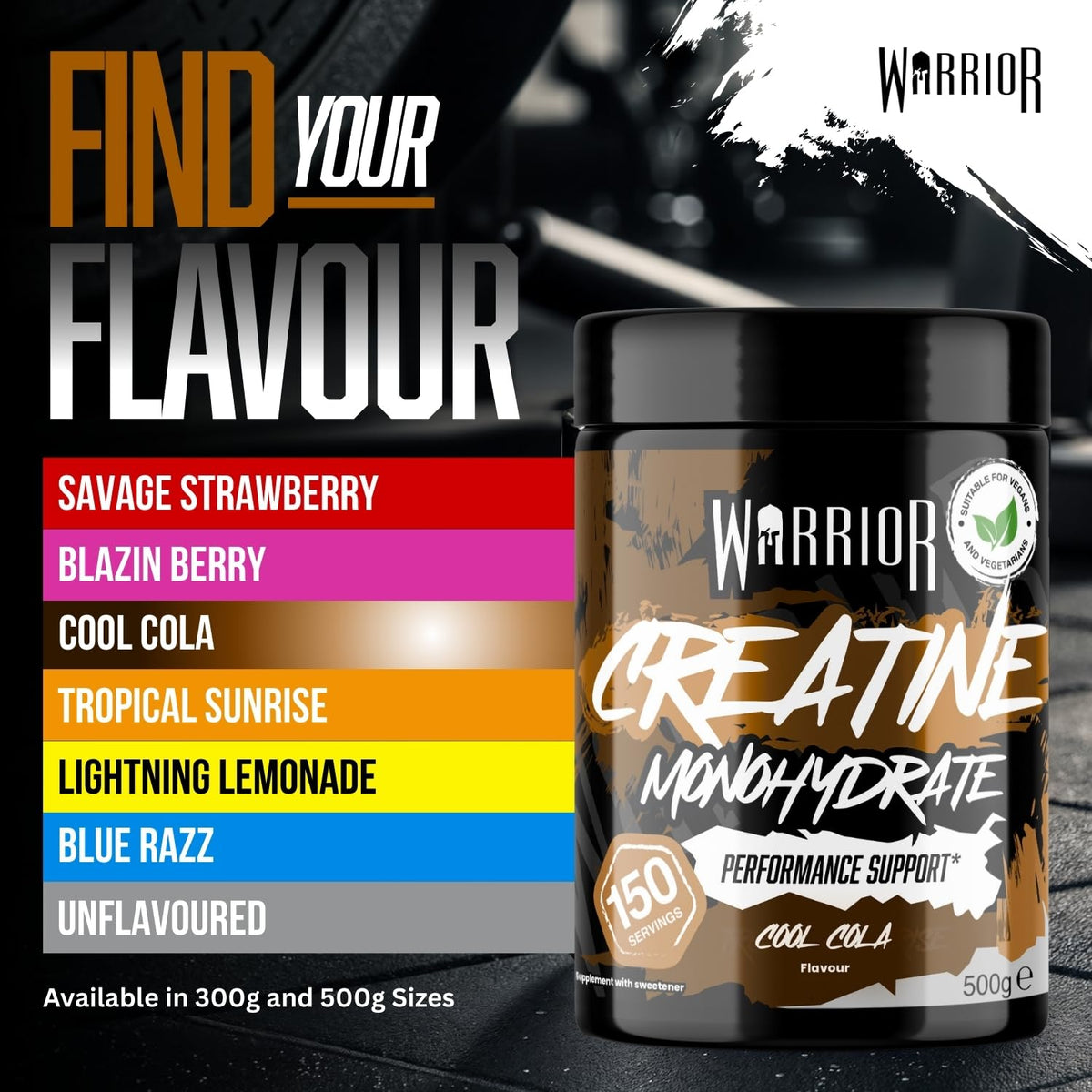 Warrior Creatine Monohydrate Powder 500g Pure Micronised (166 Servings)