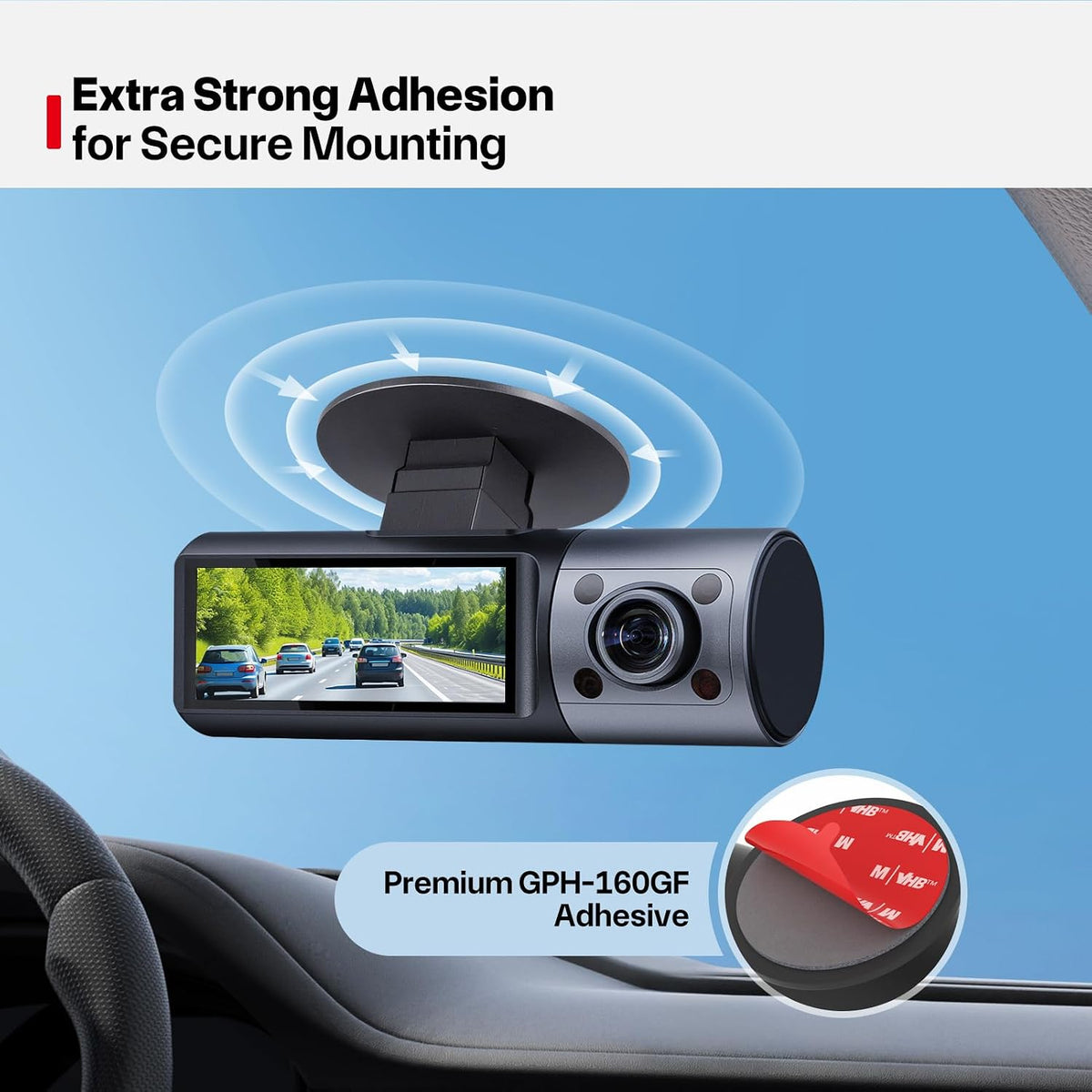 Dash Cam Sticky Pads, 6Pcs Dash Cam Mount Adhesive Pads, Double Sided Sticky Pads for Dashcam GoPro Car Camera Action Camera, Dashcam Sticky Pad for Windscreen & Dashboard, Cuttable Adhesive, 56mm