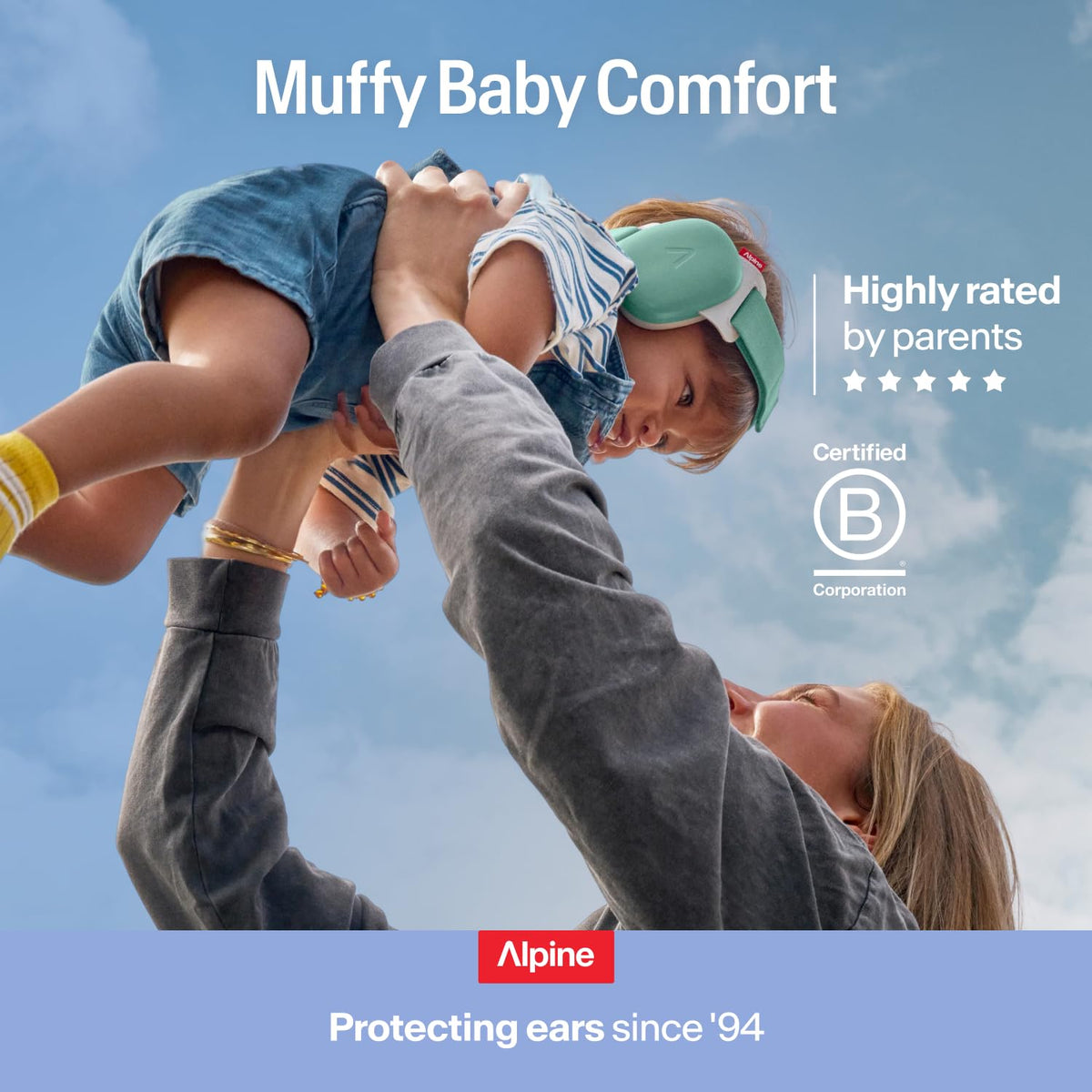 Alpine Muffy Baby Comfort Ear Defenders, Adjustable up to 48 months, Green