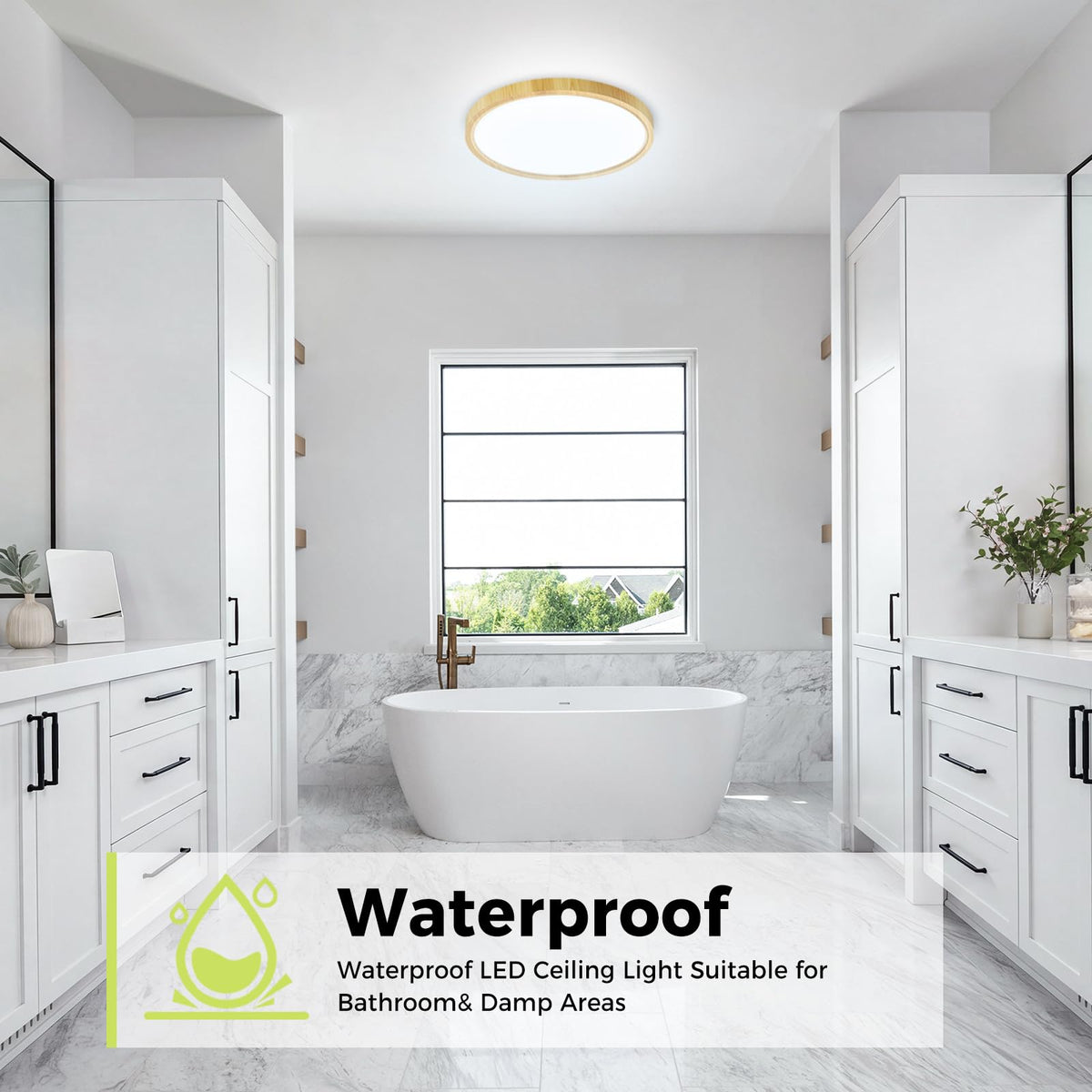 hepside 2 Pack Bathroom Ceiling Light 30cm, 3000K/3500K/4000K/5000K/6500K 5CCT LED Ceiling Lights, 24W, Modern, Waterproof, Round Flush Mount for Bathroom, Kitchen, Bedroom, Hallway
