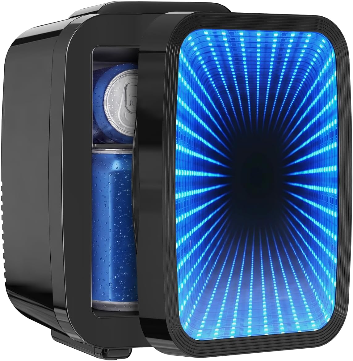 Mini Fridge, 4 Litre/6 Can Small Fridge with Dimmable LED Light, AC/DC Portable Mini Cooler and Warmer, Gaming Fridge for Bedroom, Office, Games Room and Car Great Gift for Teens