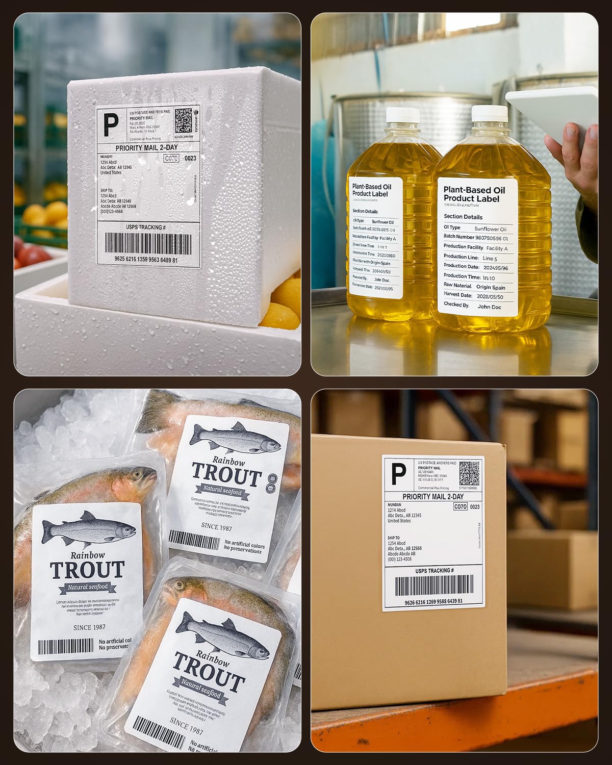 MUNBYN 4x6 Direct Thermal Labels, Fanfold Shipping Label Paper for Thermal Printer, Pack of 1000 Permanent Adhesive Labels for Shipping Packages