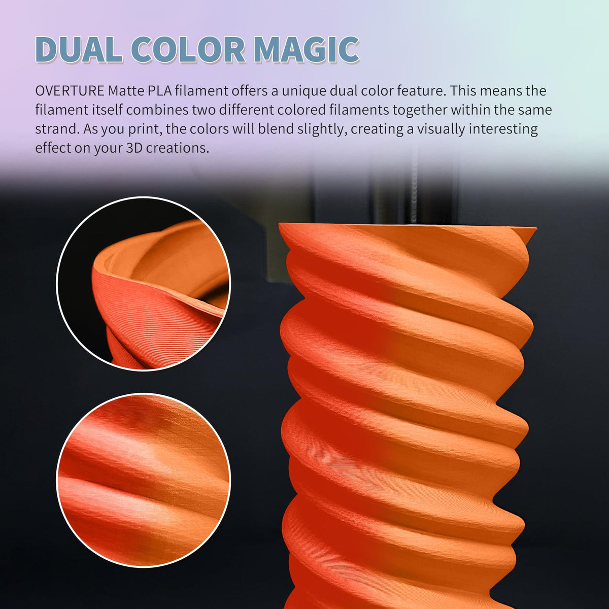 OVERTURE Matte PLA 3D Printer Filament 1.75mm, 1kg Light Brown