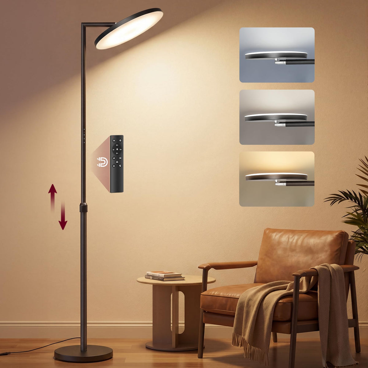 VASAGLE LUSIA LED Floor Lamp, Uplighter, Reading Light, 38.5x23.5x176cm