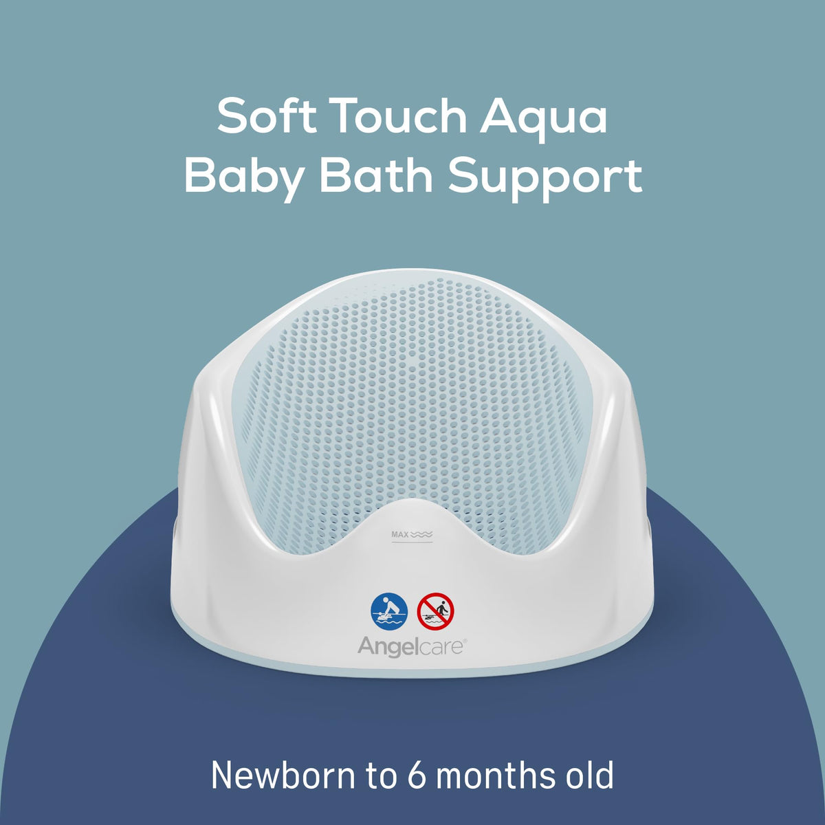 Angelcare Soft Touch Baby Bath Support -Grey- Water Level Indicator, Non-Slip, Comfortable & Safe for Newborns & Infants up to 6 Months
