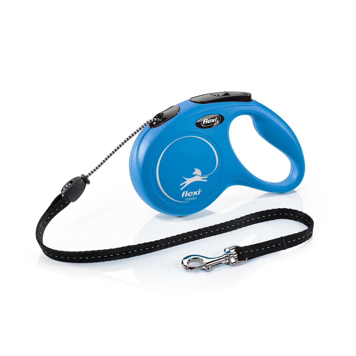 flexi Classic S | 5 m Retractable Cord Leash for Dogs up to 12 kg | Black | Retractable Dog Lead | Weight: 160 g | Dimensions: 9.6 x 16.2 cm