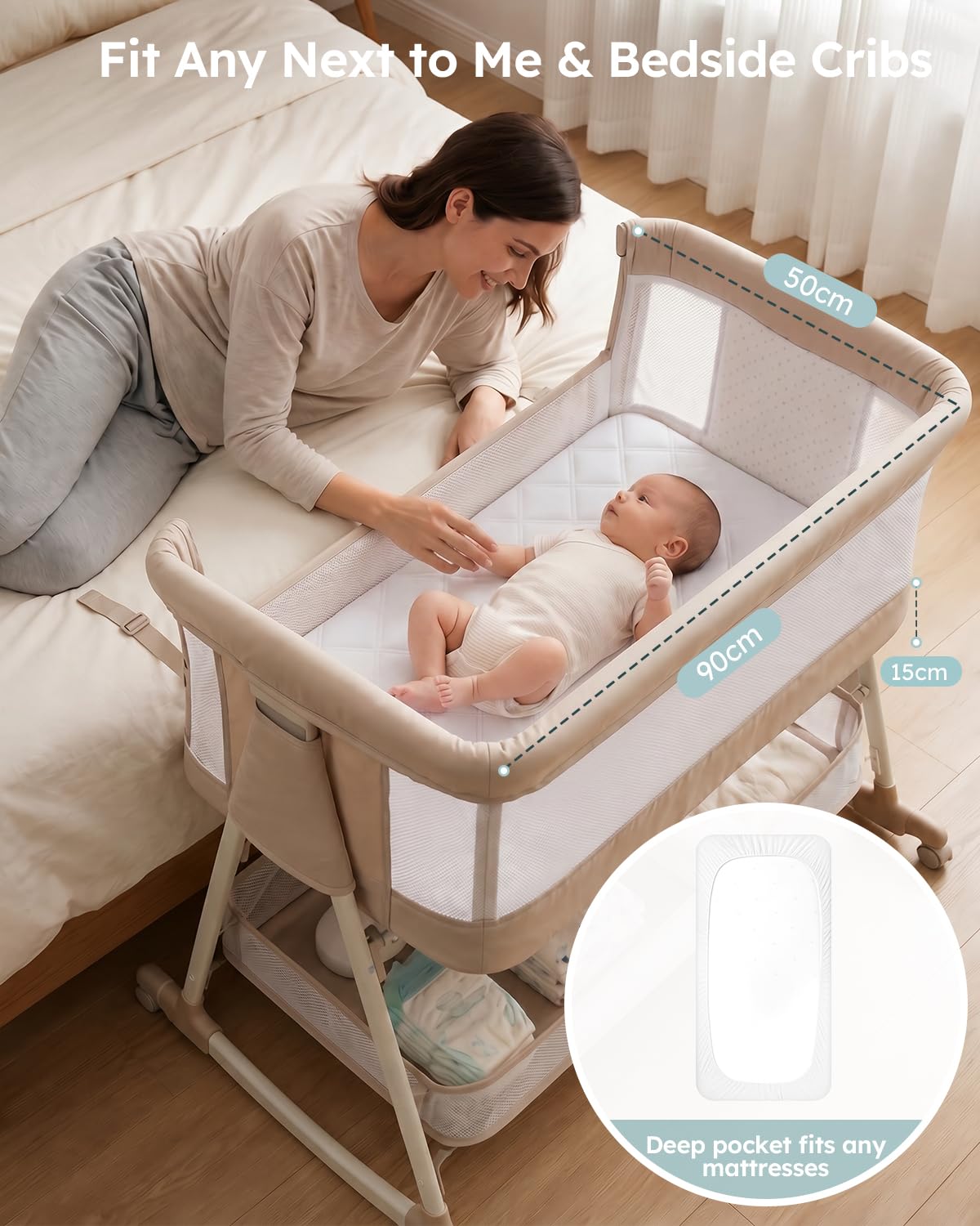 Yoofoss Waterproof Mattress Cover - Fitted Crib Mattress Protector - Hypoallergenic Baby Bed Sheet (60 X 120CM)