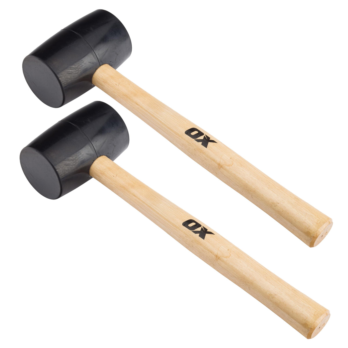 OX Trade Black Rubber Mallet 16oz / 450g, Non-Marking Hammer, Wooden Handle