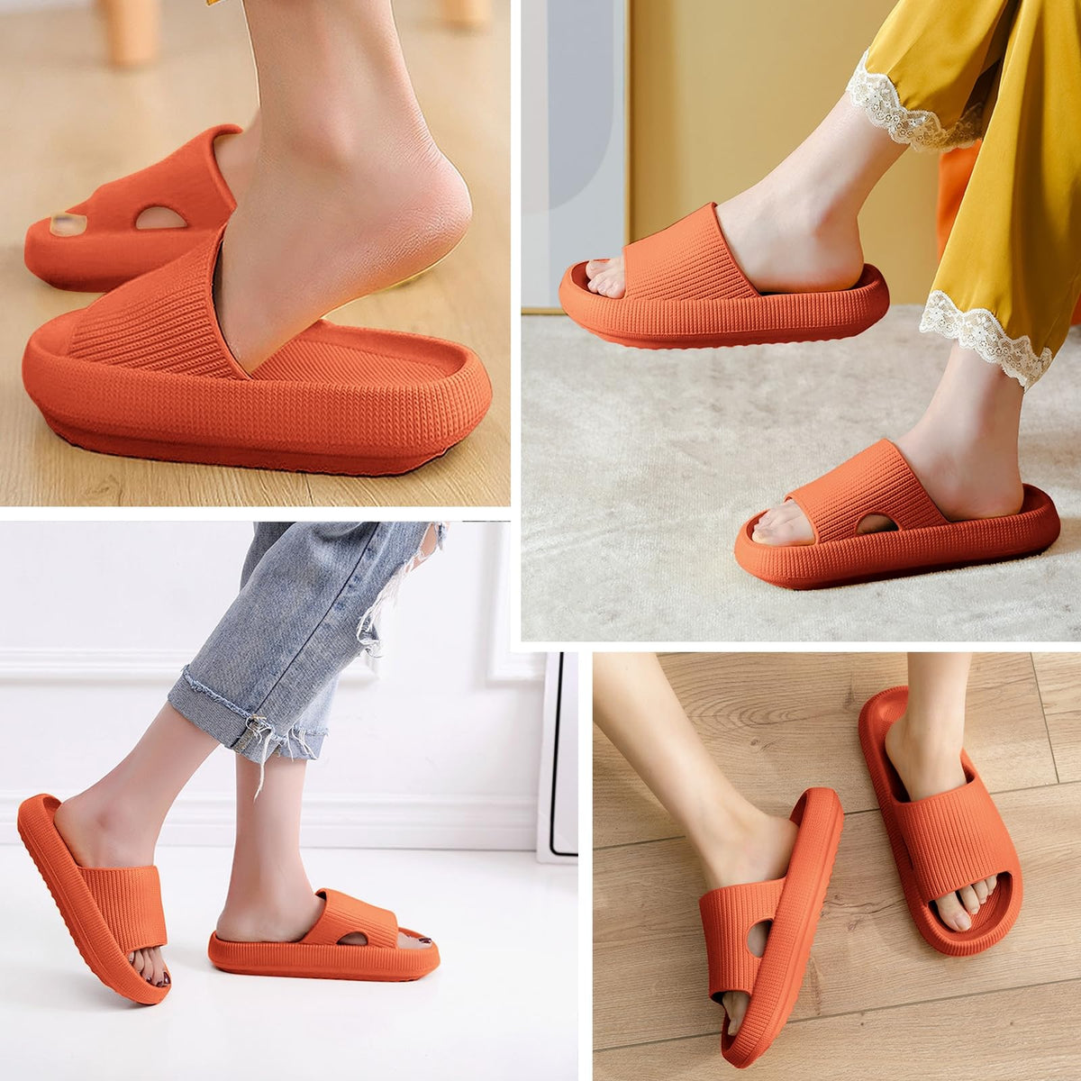 BHFRGAS Sliders Cloud Slippers Women Men，Non-Slip Mens Womens Slippers Cloud Sliders，Soft Flip Flops with Thick Sole for Shower Bathroom Pool Beach