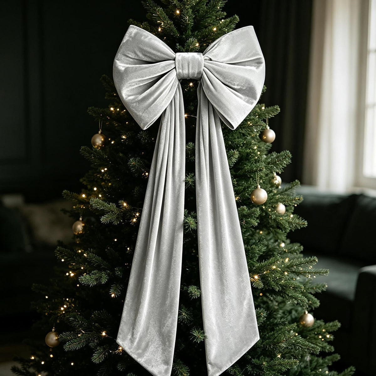Large Christmas Tree Topper Bow, 200CM Giant Velvet Christmas Tree Bows
