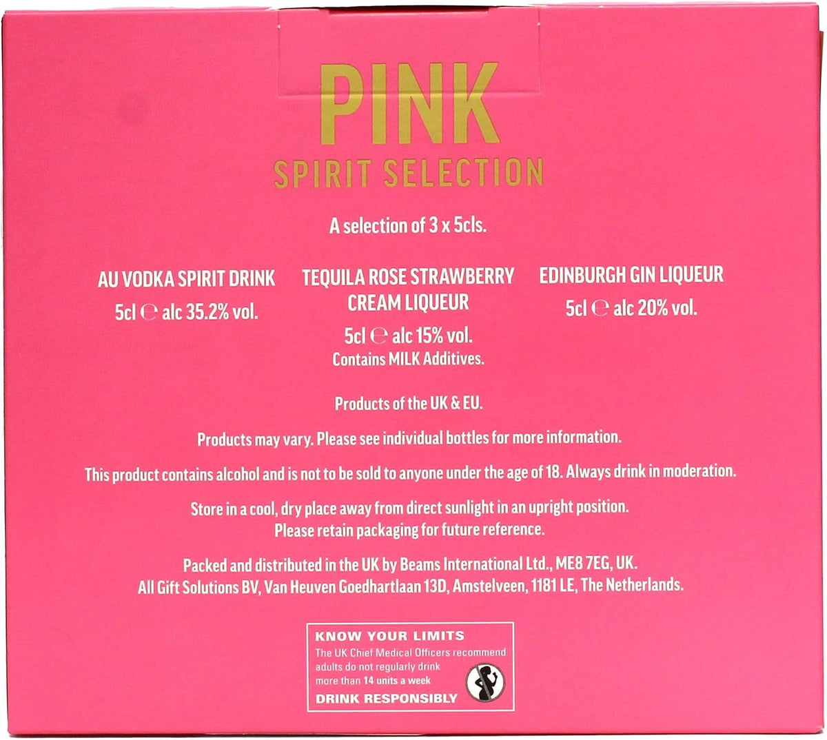 Pink Trio Gift Set, Au Vodka, Tequila Rose & Edinburgh Gin