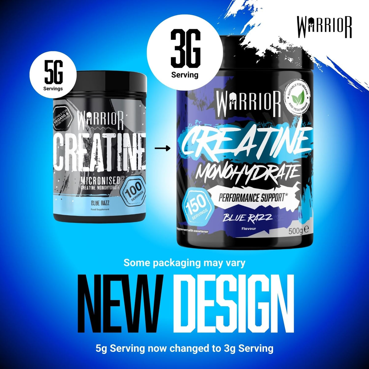 Warrior Creatine Monohydrate Powder 500g Pure Micronised (166 Servings)