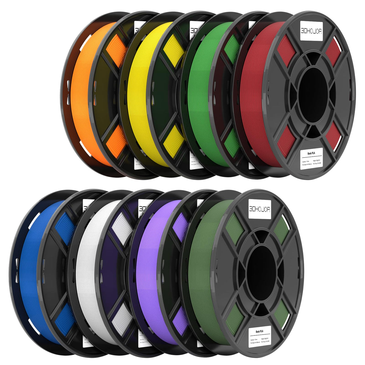 3DHoJor Basic PETG Filament 1.75mm 1kg*2 Bundle for 3D Printers-2Pack Black