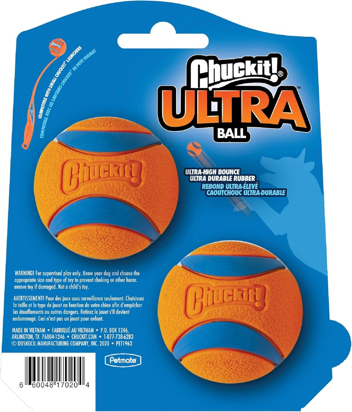 Chuckit! Ultra Ball Durable Rubber Dog Toy, Large, 7.3cm (2-Pack)