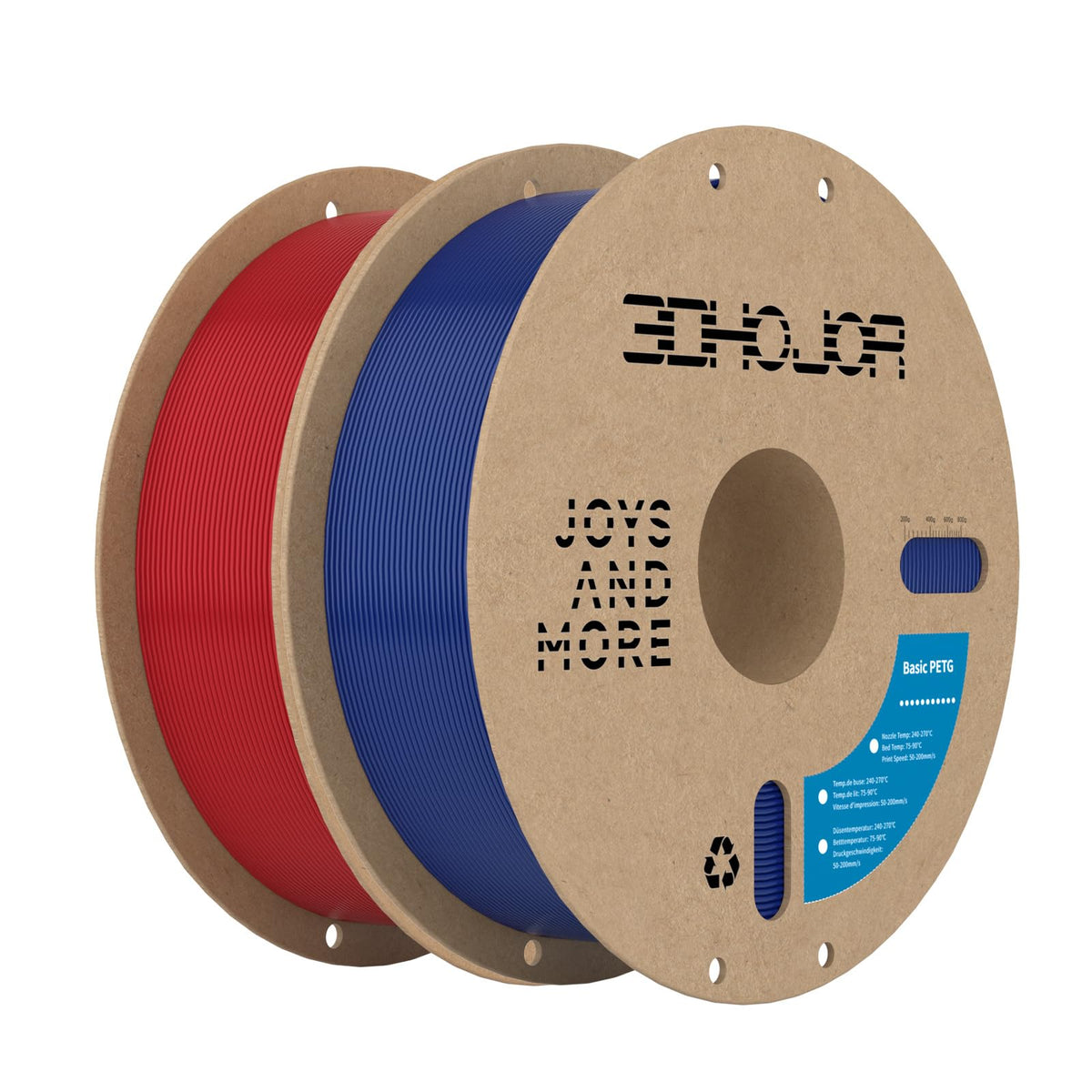 3DHoJor Basic PETG Filament 1.75mm 1kg*2 Bundle for 3D Printers-2Pack Black