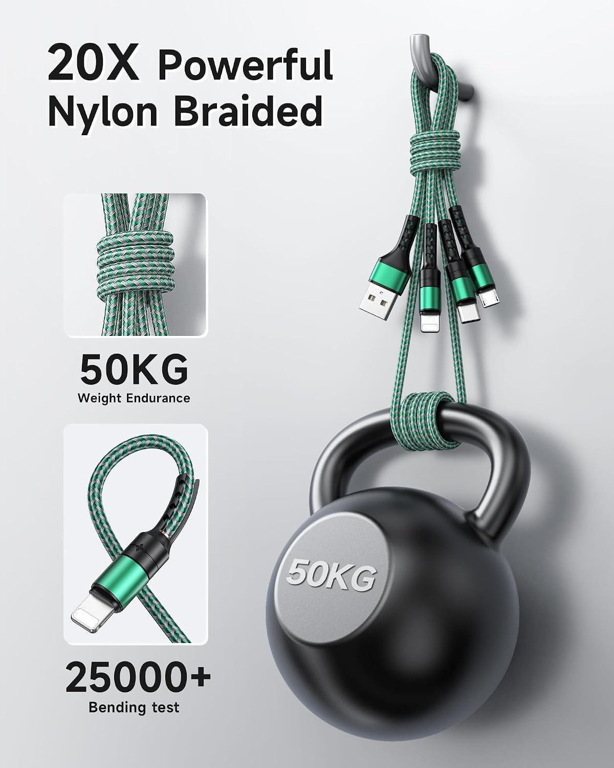 RAVIAD Multi Charger Cable, 3 in 1 Charger Cable 3A USB Fast Charging Cord